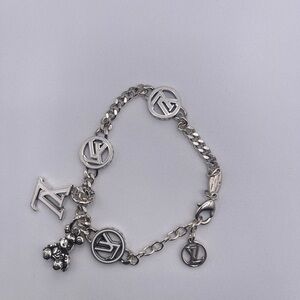 Silver Logo Charm Bracelet - Designer Style